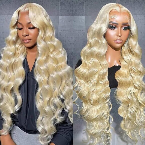 NEW 613 Lace Front Wig Human Hair 180% Density Blonde Body Wave Lace Front 22in